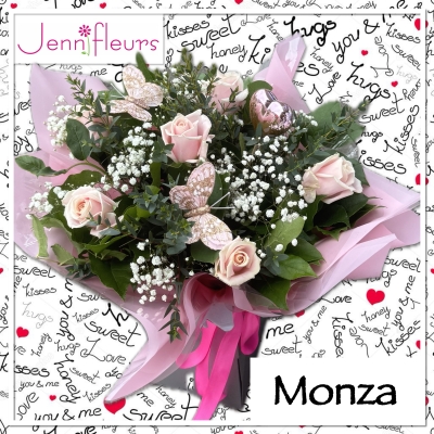 6 Pink Rose Monza Bouquet Colchester