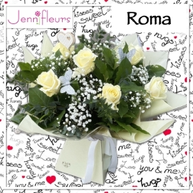 6 White Rose Roma Bouquet Colchester